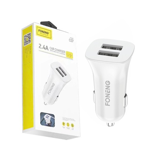 Carregador de Carro Foneng C07 Dual USB (Rápido 2.4A) Branco